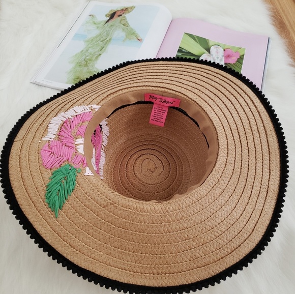 Betsey Johnson Floral Straw Hat